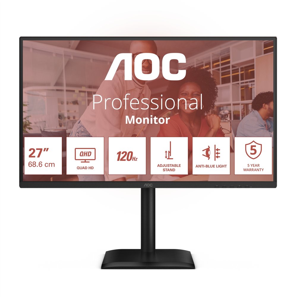 aoc e4 q27e4cv pantalla para pc 68,6 cm (27") 2560 x 1440 pixeles quad hd led negro