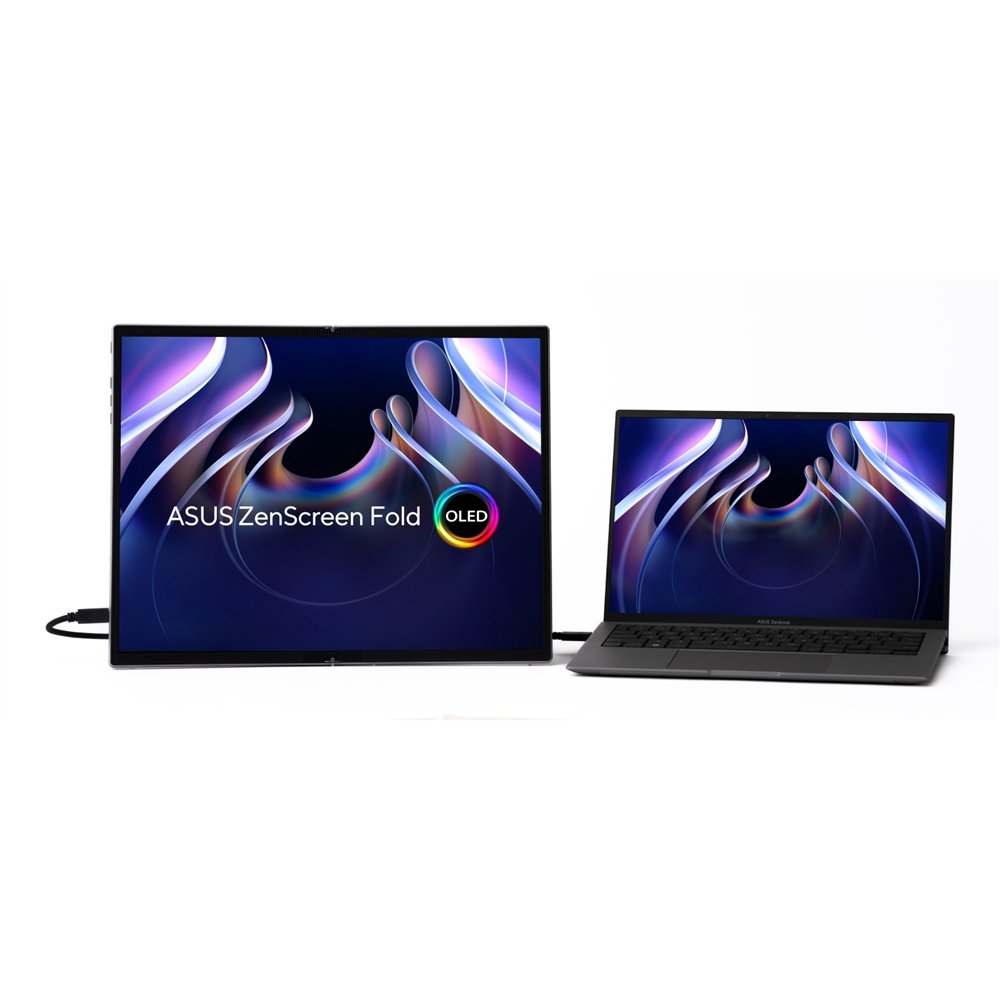 asus zenscreen fold oled mq17qh pantalla para pc 43,9 cm (17.3") 2560 x 1920 pixeles quad hd plata