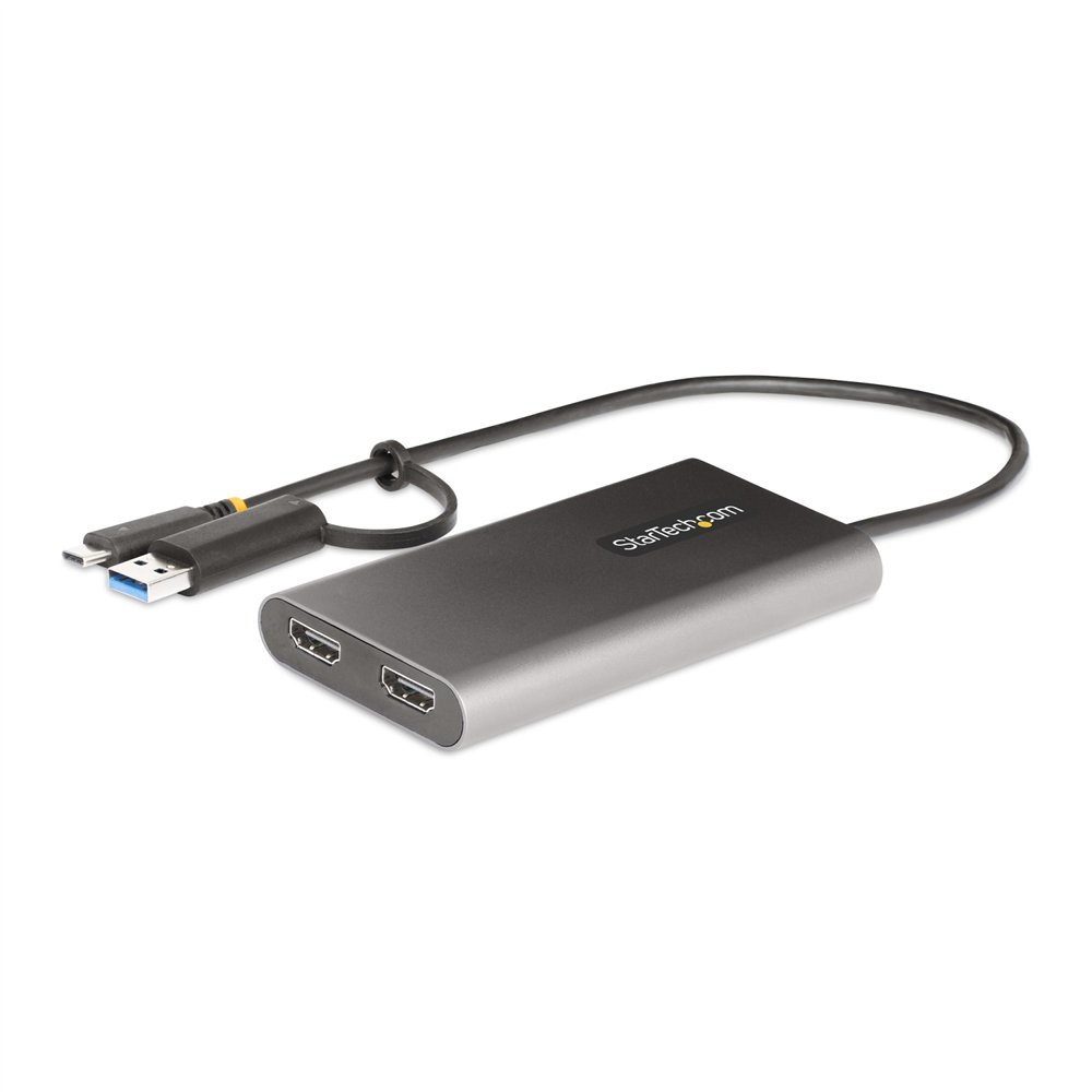 startech.com adaptador usb-c a hdmi doble - usb tipo c a 2 monitores hdmi - 4k 60hz - entrega de alimentación pd de 100w con pas
