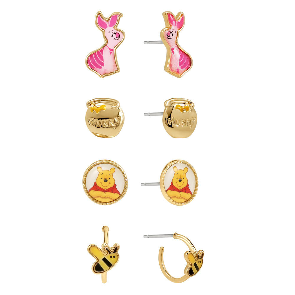 set 4 pendientes winnie the pooh disney