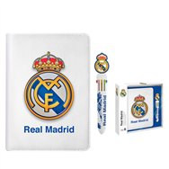 cuaderno + boligrafo real madrid