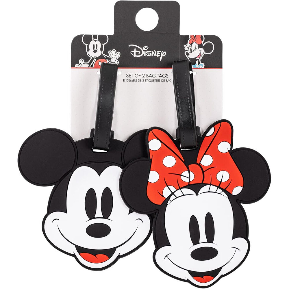 set 2 etiquetas de equipaje mickey & minnie disney
