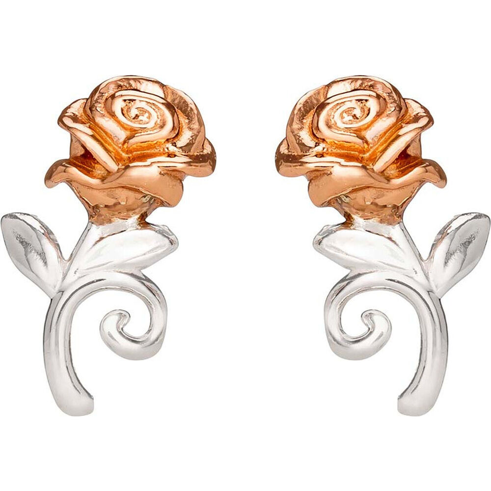 pendientes rosa la bella y la bestia disney plata