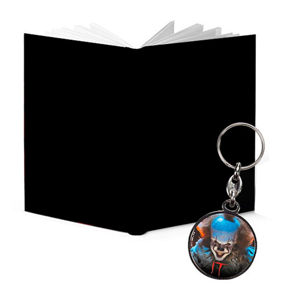 cuaderno con luz + llavero metalico bienvenidos a derry it