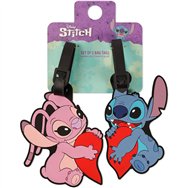 set 2 etiquetas de equipaje angel & stitch disney