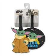 set 2 etiquetas de equipaje grogu the mandalorian star wars