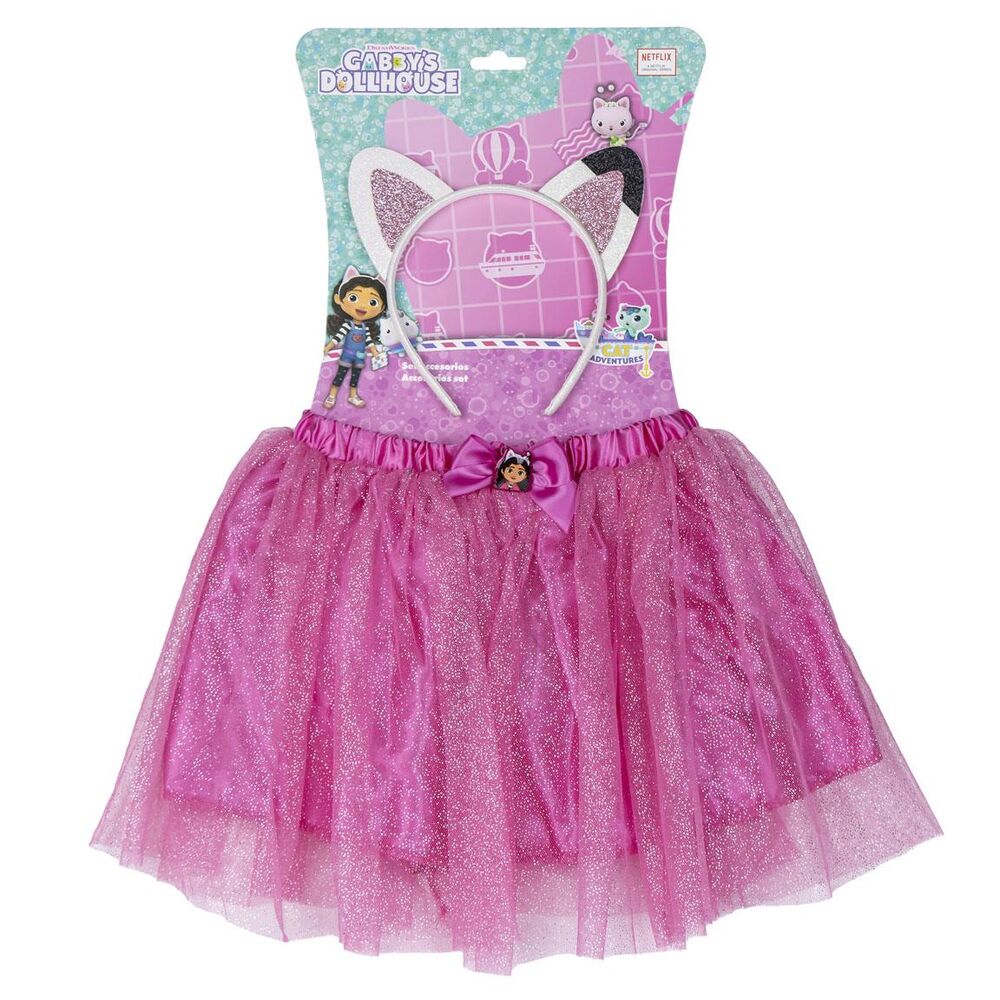 set diadema + tutu la casa de muñecas de gabby