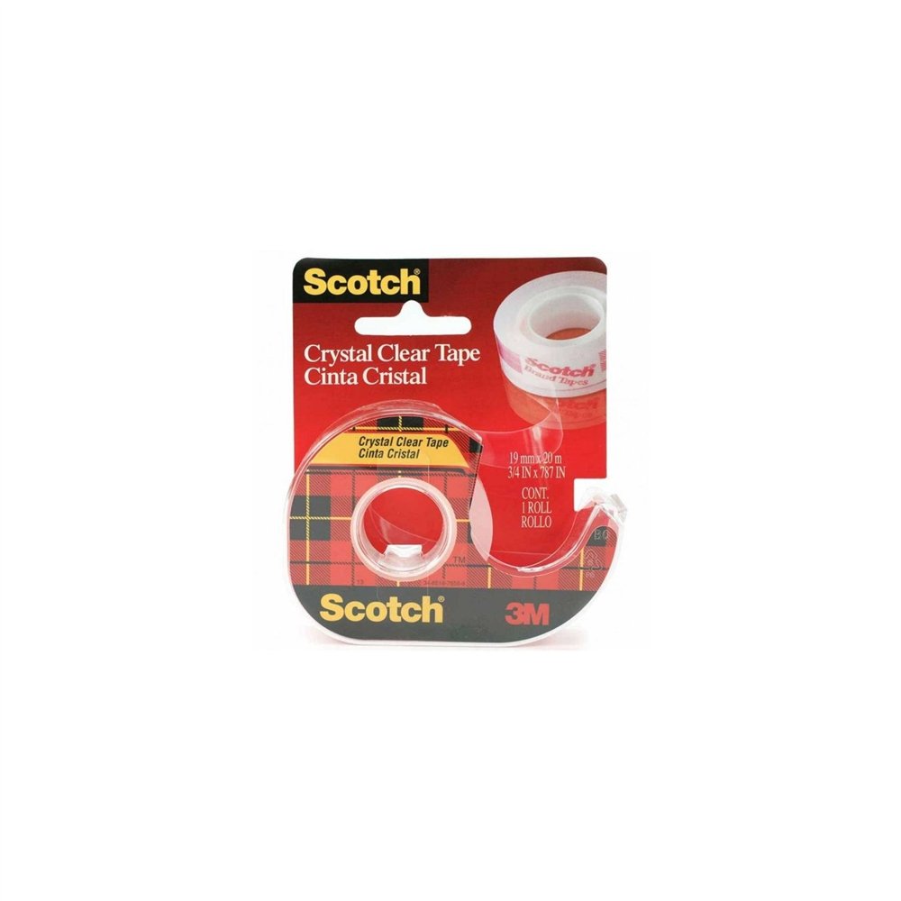 cinta adhesiva crystal supertransparente en portarrollos - 12mm x 10m - no amarillea - scotch xa004835964