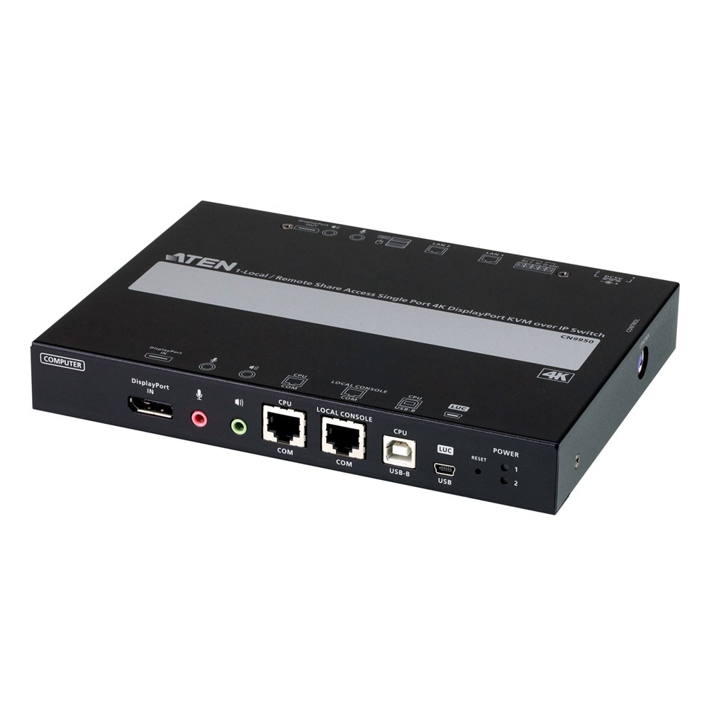 aten 1 switch kvm a través de ip displayport 4k de un solo puerto para acceso a recurso compartido local/remoto