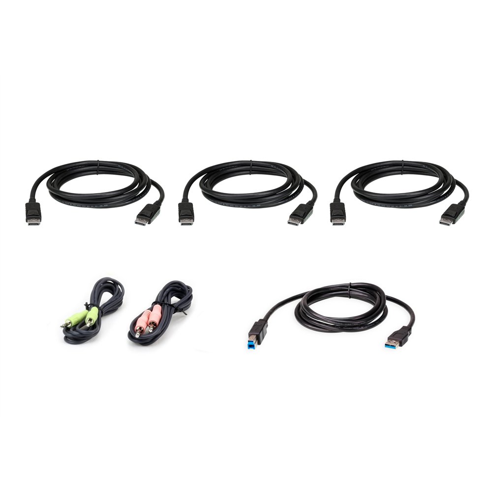 aten kit de cable para kvm seguro displayport triple display usb de 1,8 m