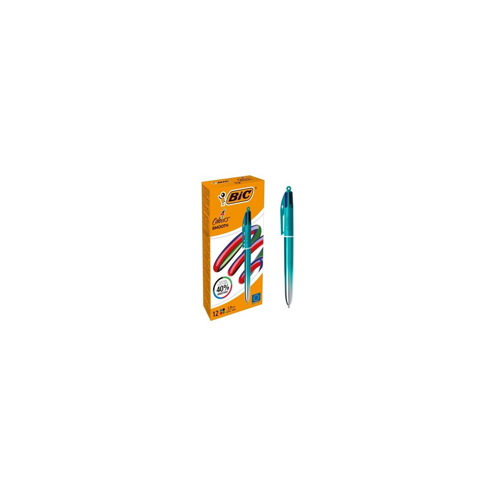 bic colors smooth negro, azul, verde, rojo bolígrafo de punta retráctil con mecanismo de giro medio 12 pieza(s)