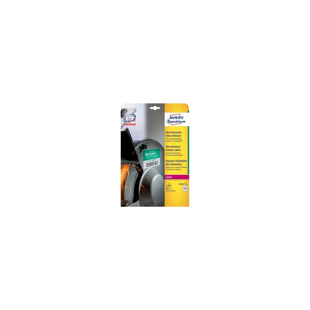 avery l7911-10 etiqueta autoadhesiva rectángulo redondeado permanente blanco 480 pieza(s)