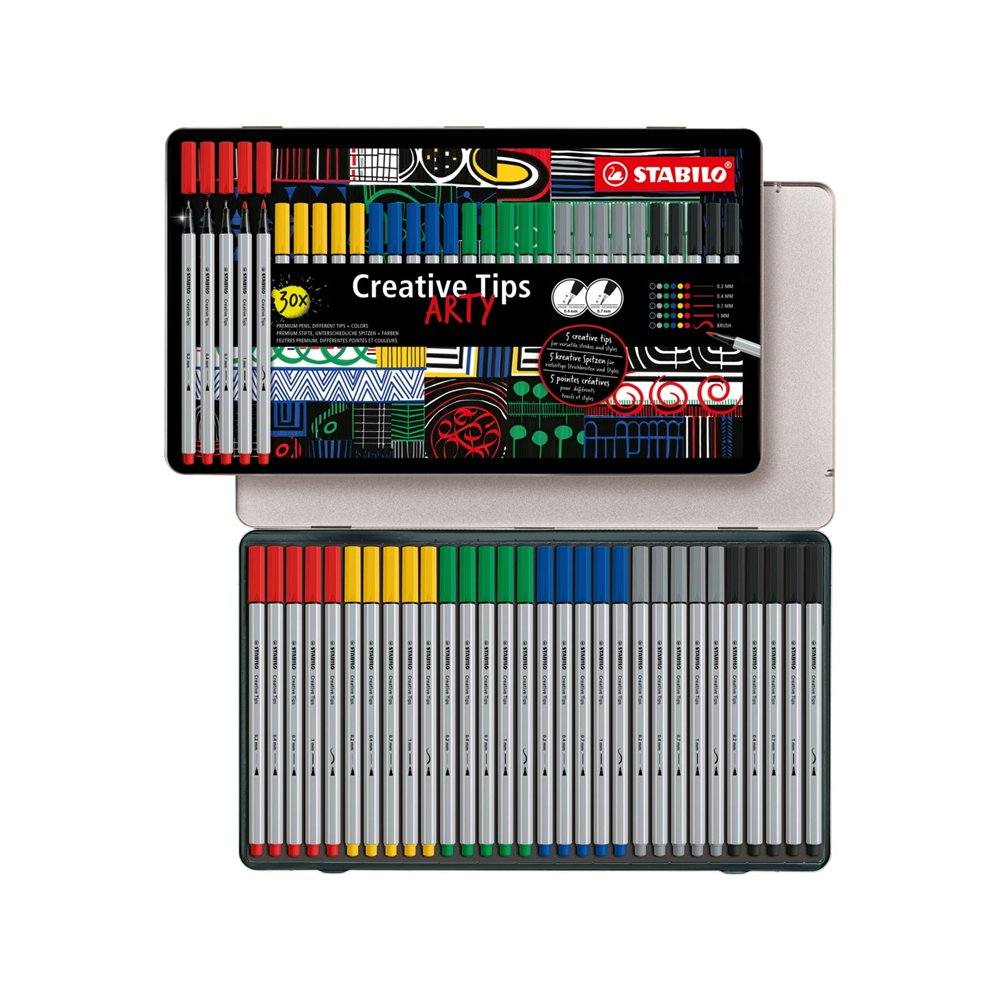 stabilo arty estuche 30 uds. en 6 colores