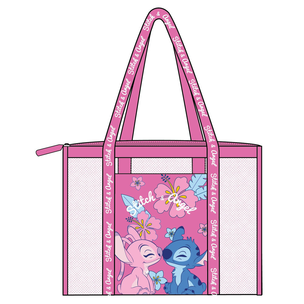 bolsa playa rejilla angel & stitch disney