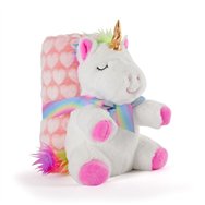 peluche + manta suave unicornio tiara 22cm