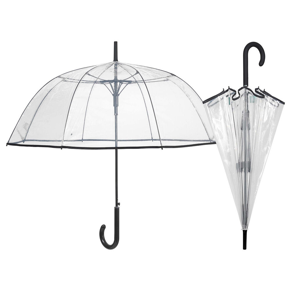 paraguas automatico transparente borde negro 61cm surtido