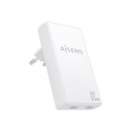 cargador pared aisens gan 65w 2xusb-c (asch-65w2p077-w)