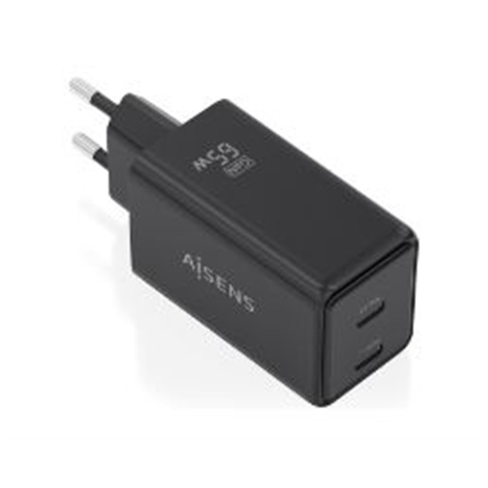 cargador pared aisens gan 65w 2usb-c (asch-65w2p079-bk)