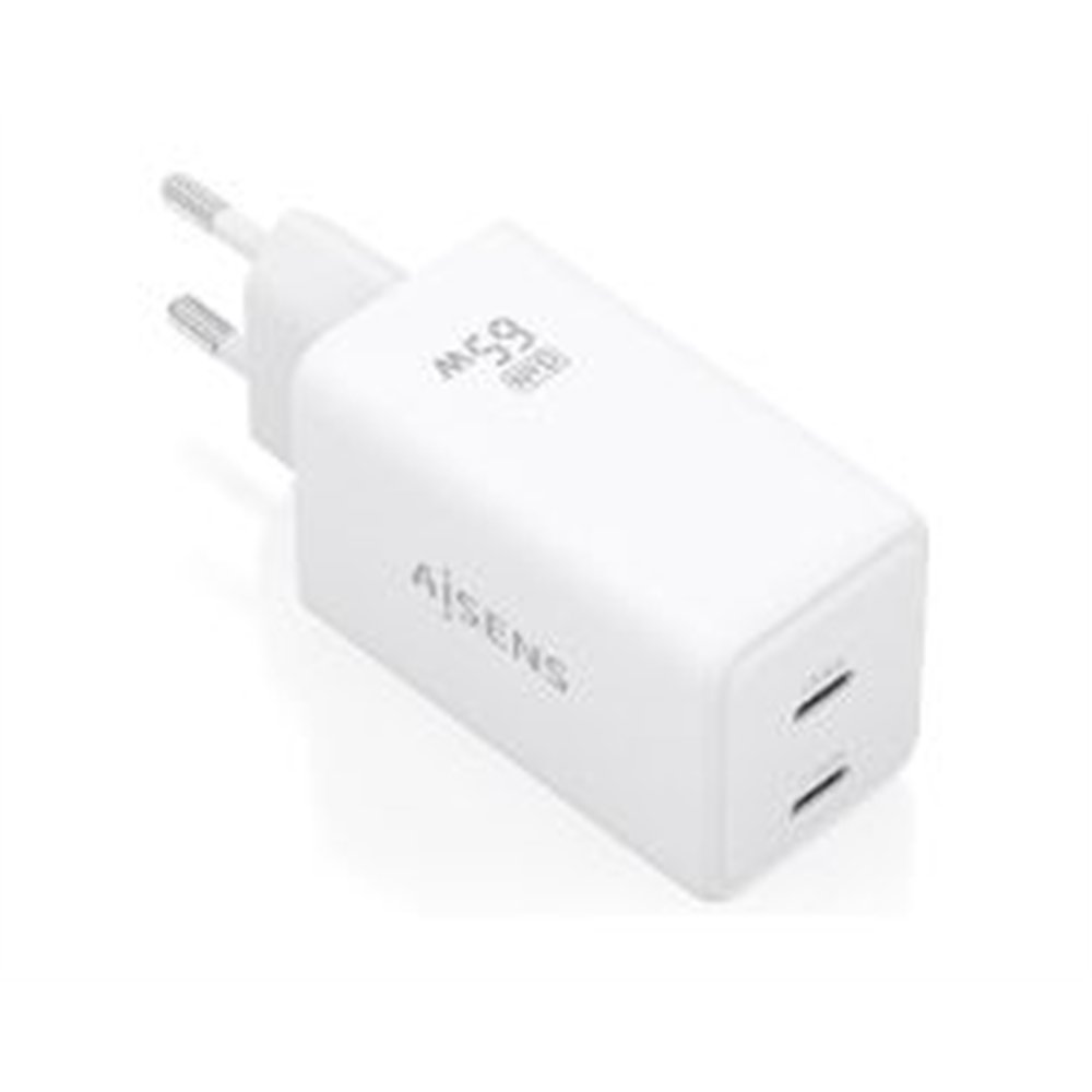 cargador pared aisens gan 65w 2xusb-c (asch-65w2p078-w)