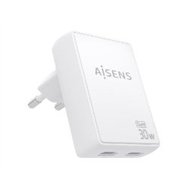 cargador pared aisens gan 30w 2xusb-c (asch-30w2p075-w)