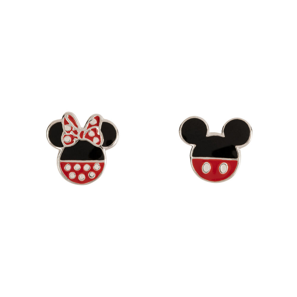 pendientes mickey & minnie disney plata