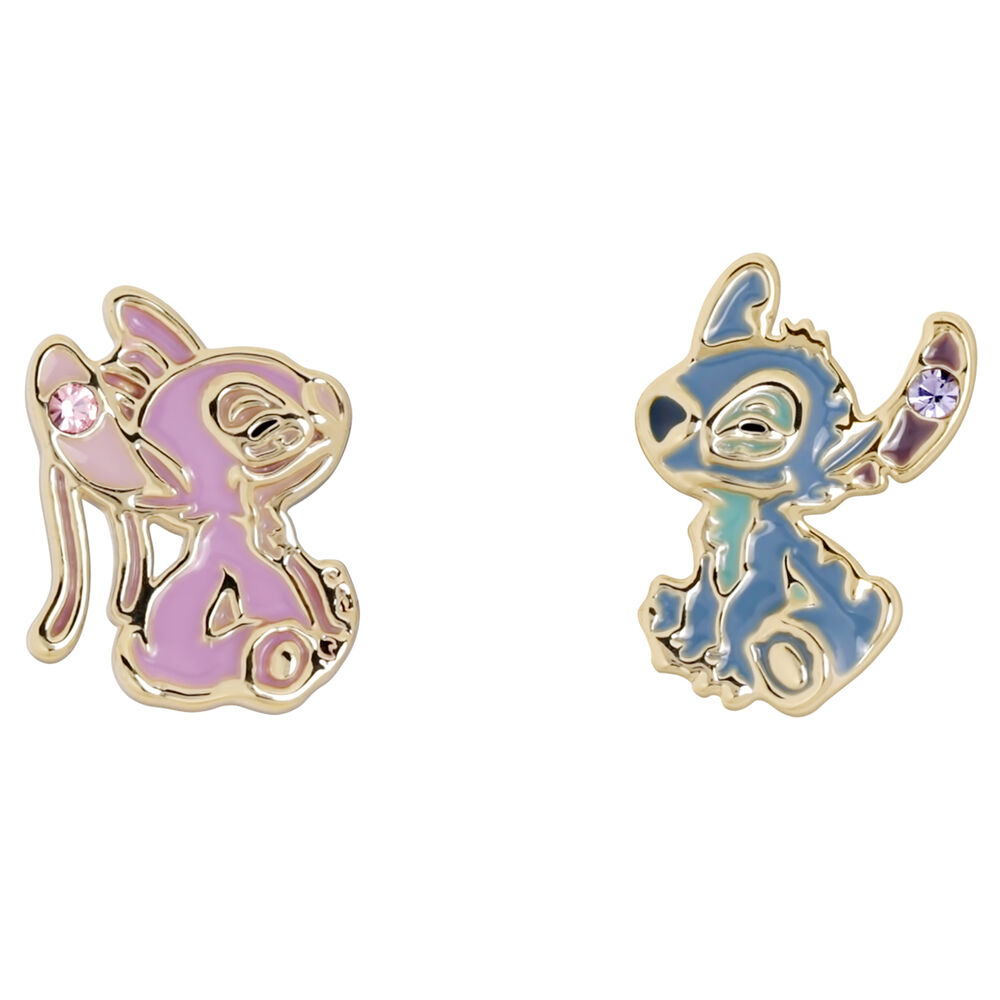 pendientes angel & stitch disney plata
