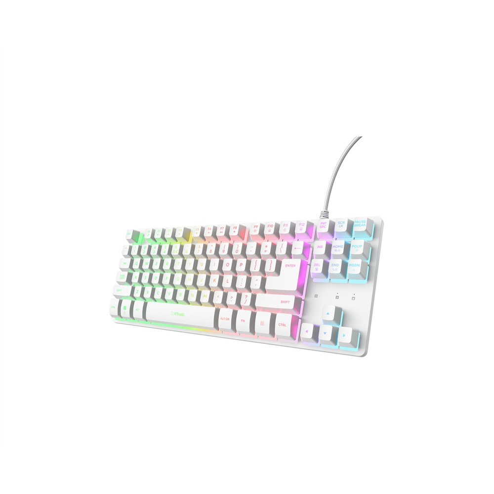 trust gxt 833w thado tkl teclado juego usb qwerty español blanco