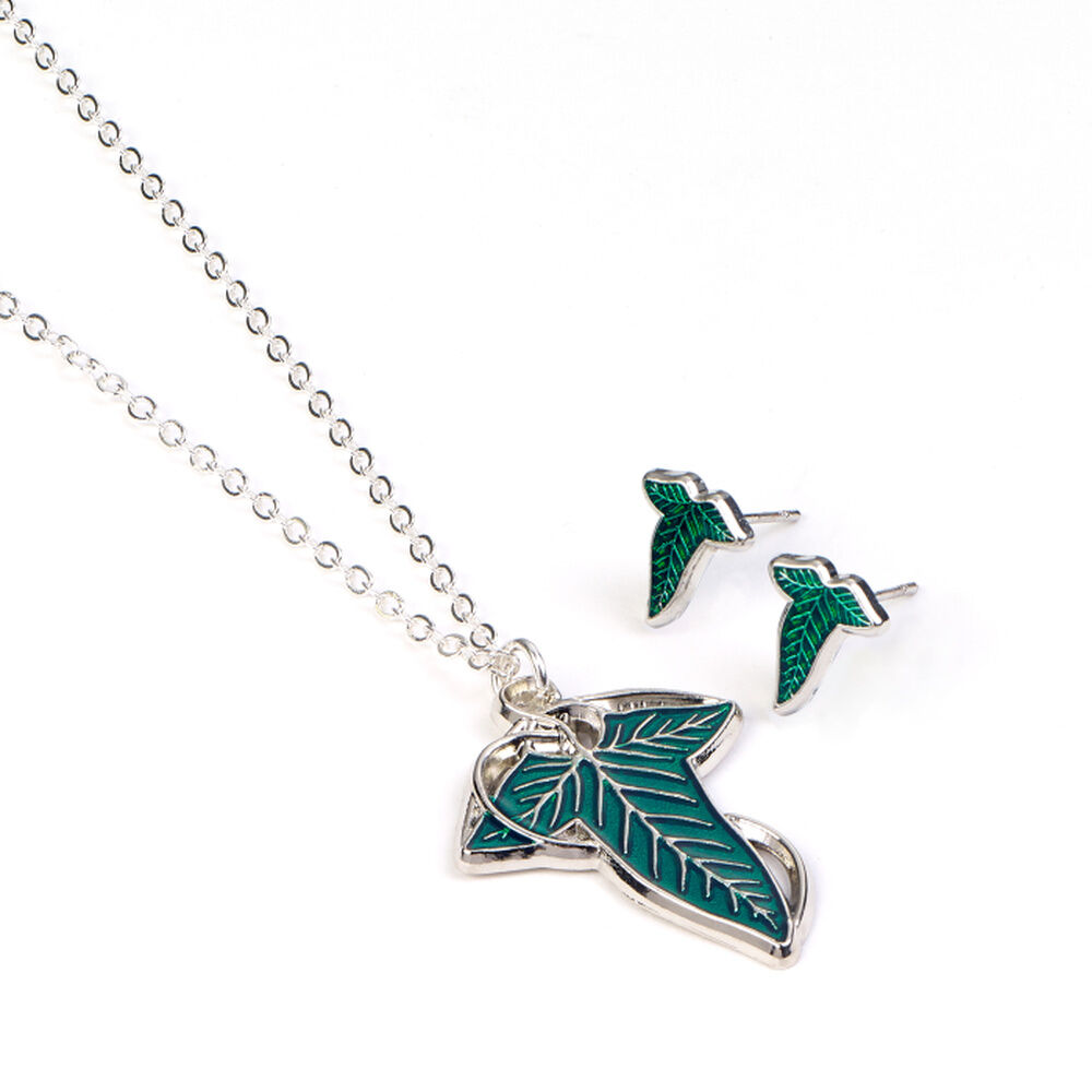 set colgante + pendientes la hoja de lorien el señor de los anillos