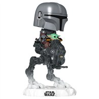 figura pop rides deluxe star wars mandalorian & grogu the mandalorian with grogu in imperial remnant at-rt