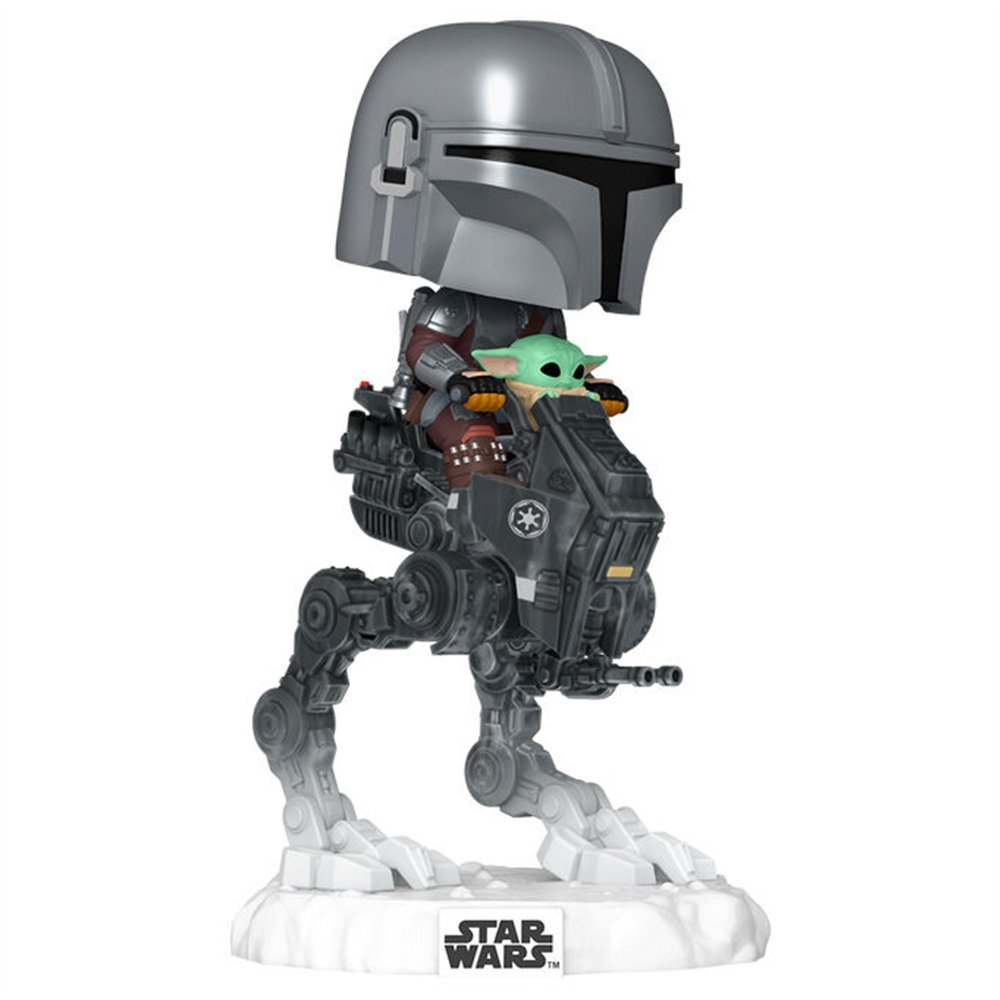 figura pop rides deluxe star wars mandalorian & grogu the mandalorian with grogu in imperial remnant at-rt