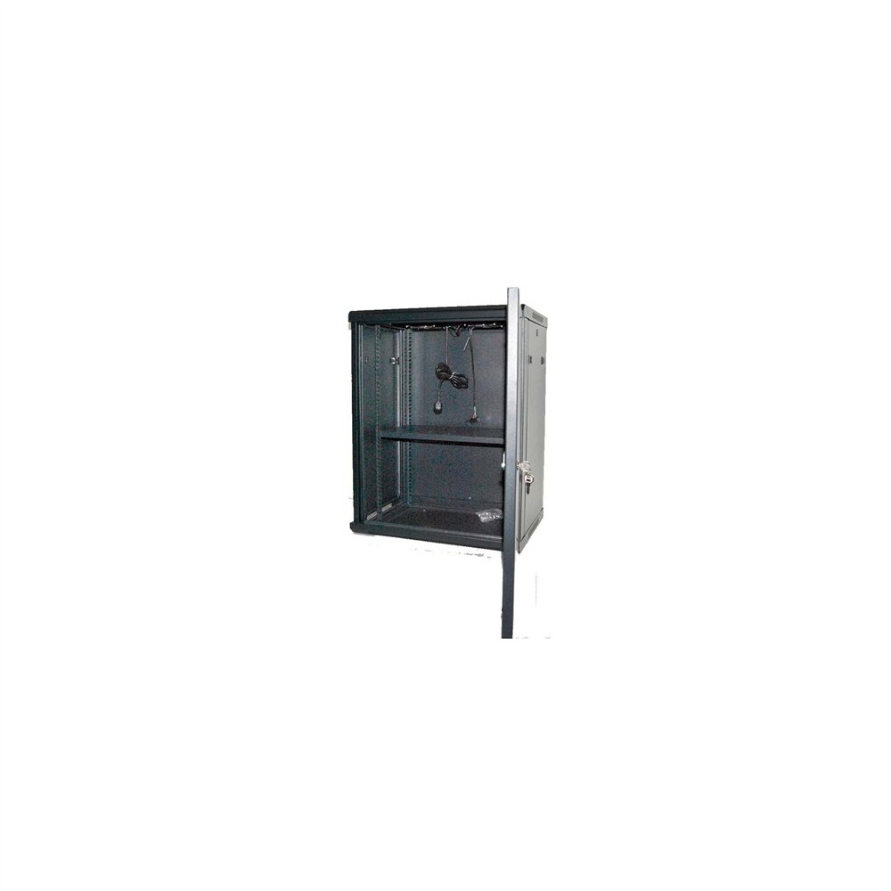 armario rack 12u 60x45 con termostato 2 ventiladores 1 bandeja
