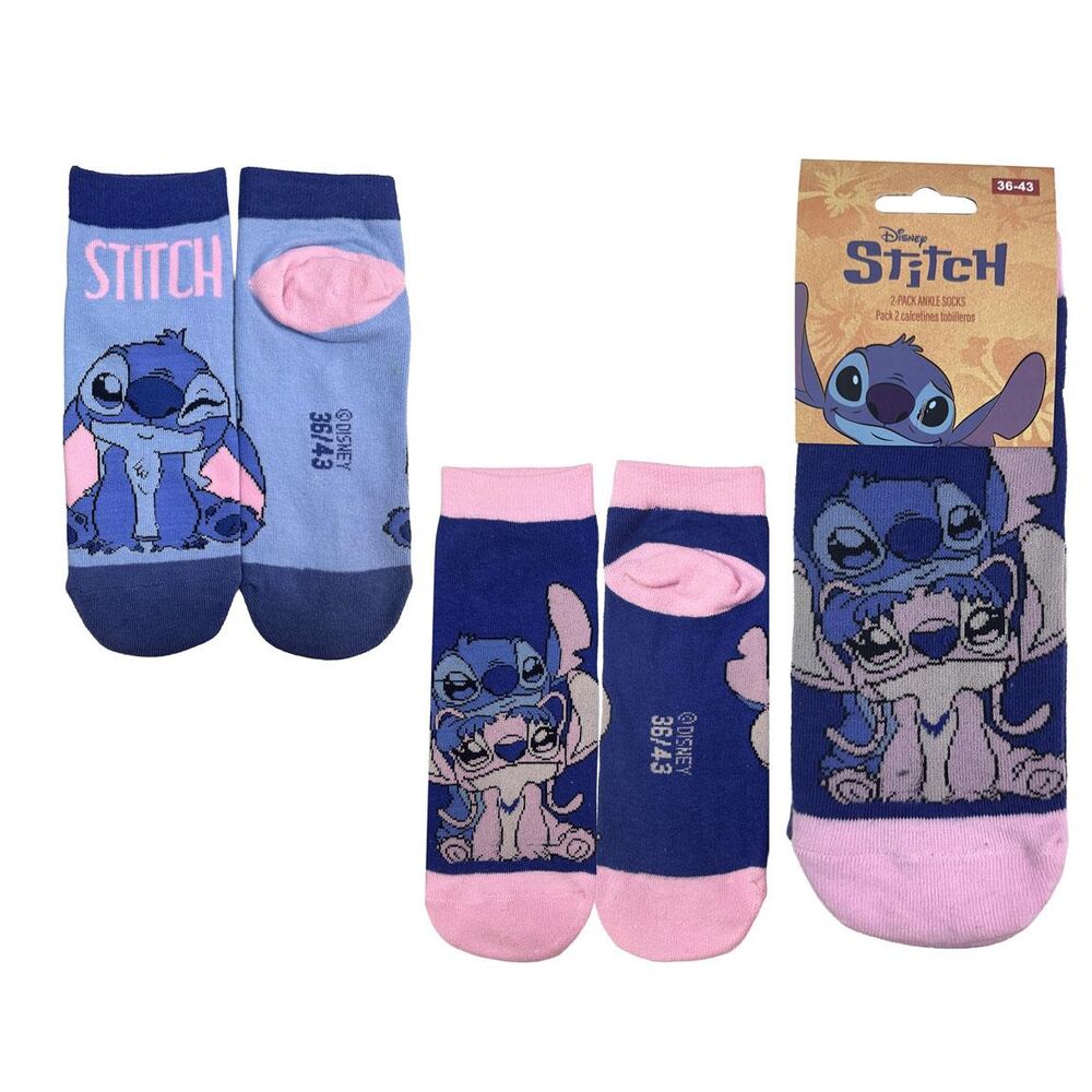 set 2 pares calcetines stitch disney adulto