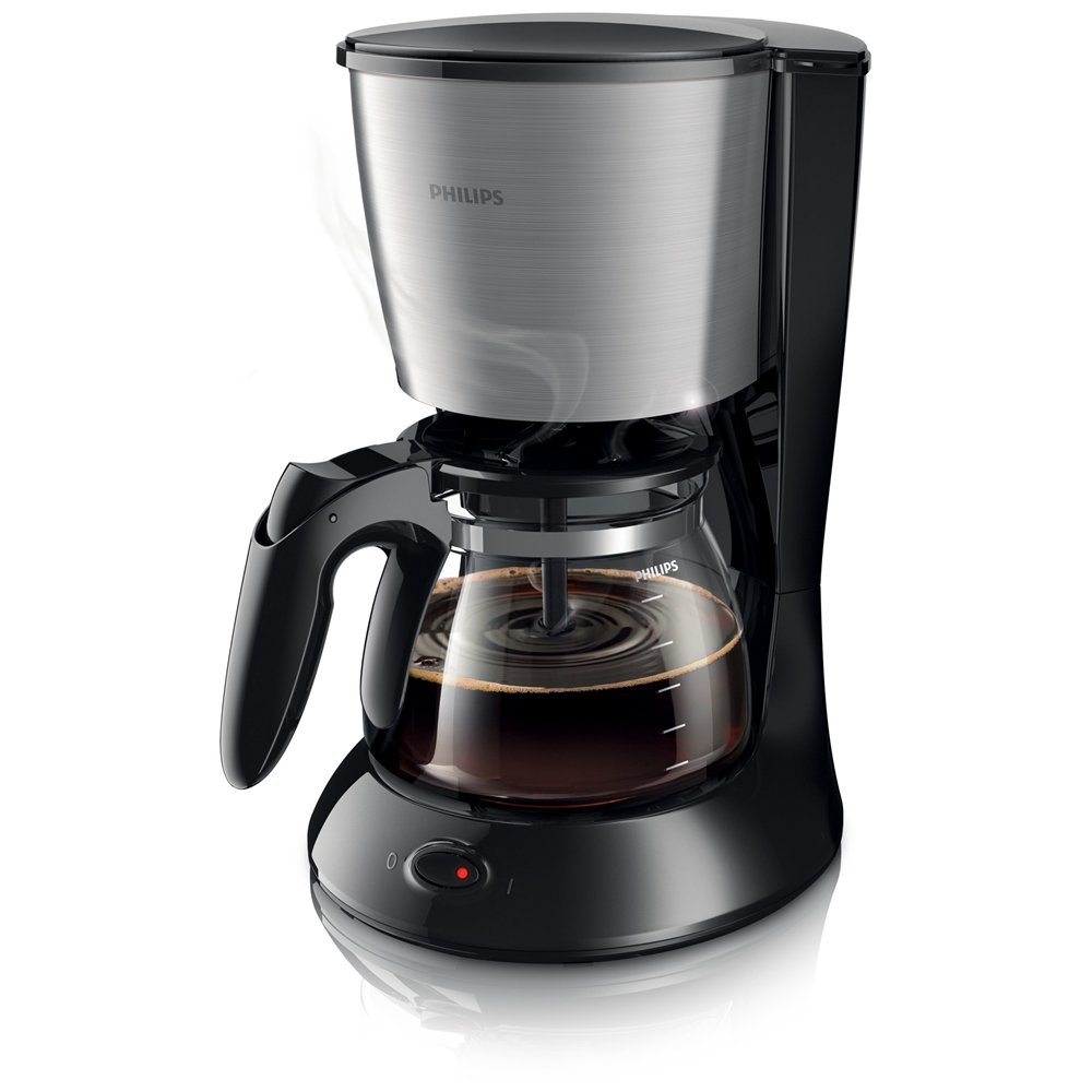 cafetera de filtro philips daily collection 1.2l 15 tazas acero inoxidable negro hd7462/20