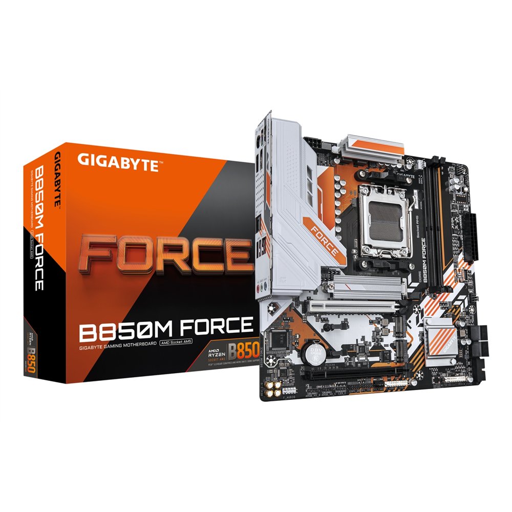 gigabyte b850m force placa base – compatible con procesadores amd ryzen serie 9000, vrm digital de 8+2+2 fases, hasta 9600 mhz d