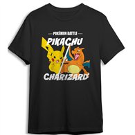 camiseta pikachu vs charizard pokemon infantil