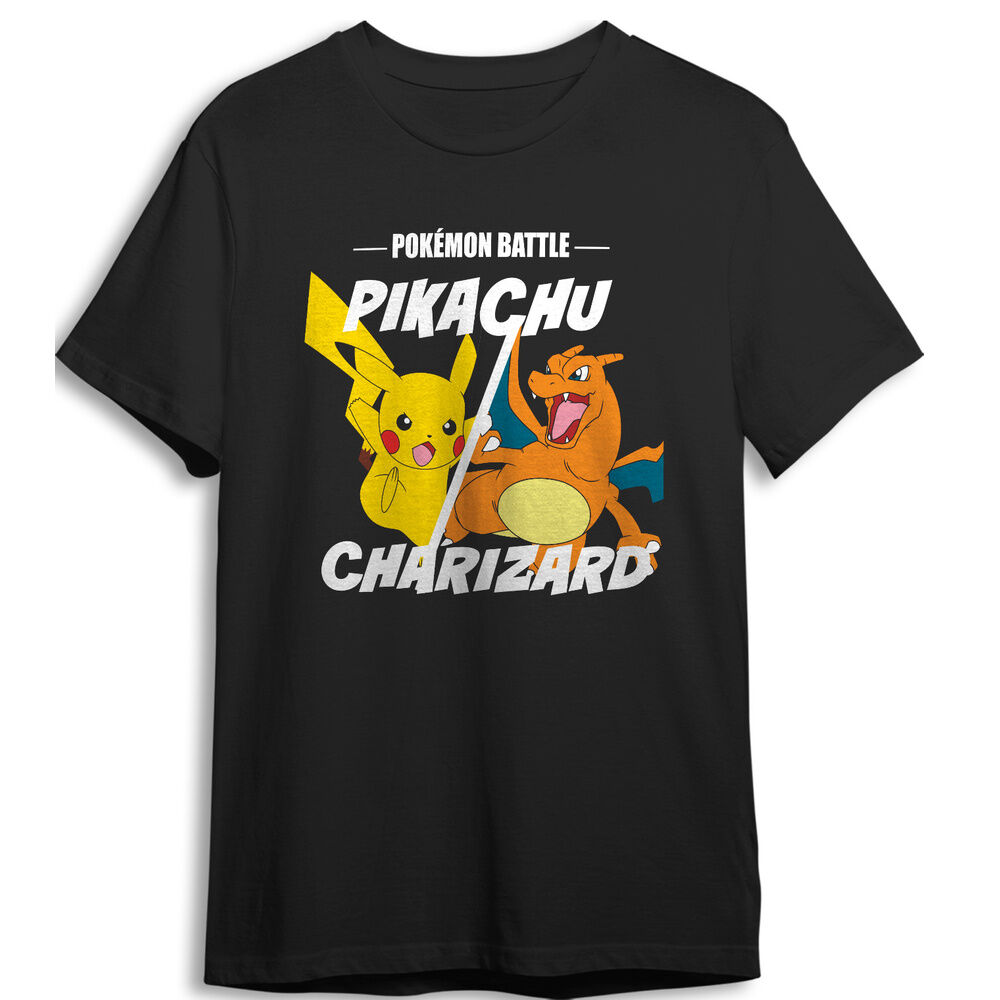 camiseta pikachu vs charizard pokemon infantil