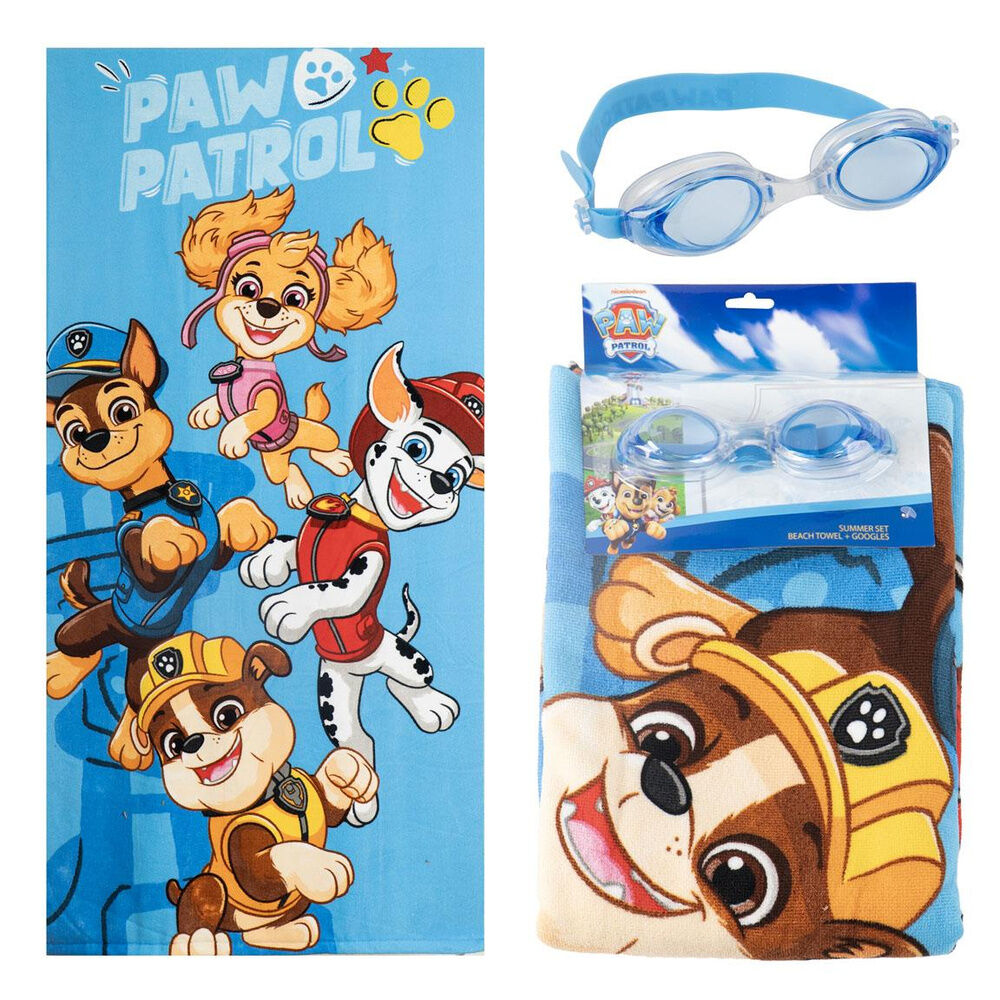 set toalla + gafas natacion patrulla canina paw patrol