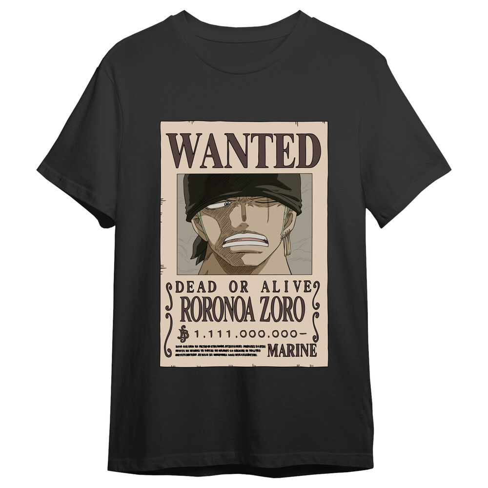 camiseta roronoa zoro wanted one piece adulto