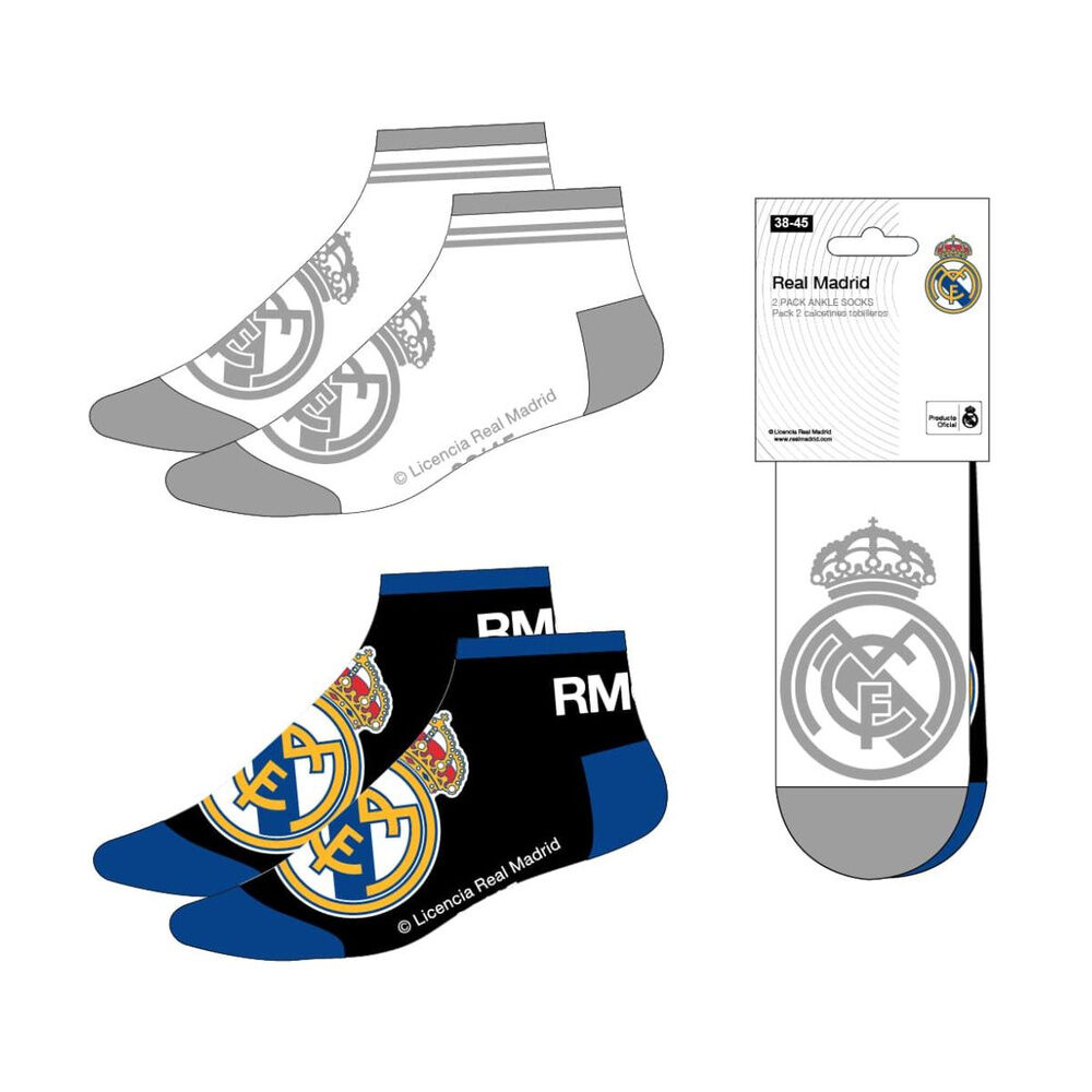 set 2 pares calcetines real madrid adulto