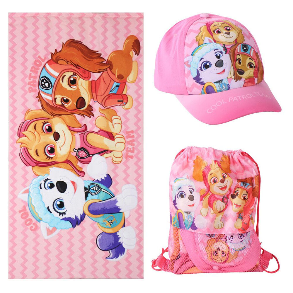 set toalla + saco + gorra patrulla canina paw patrol