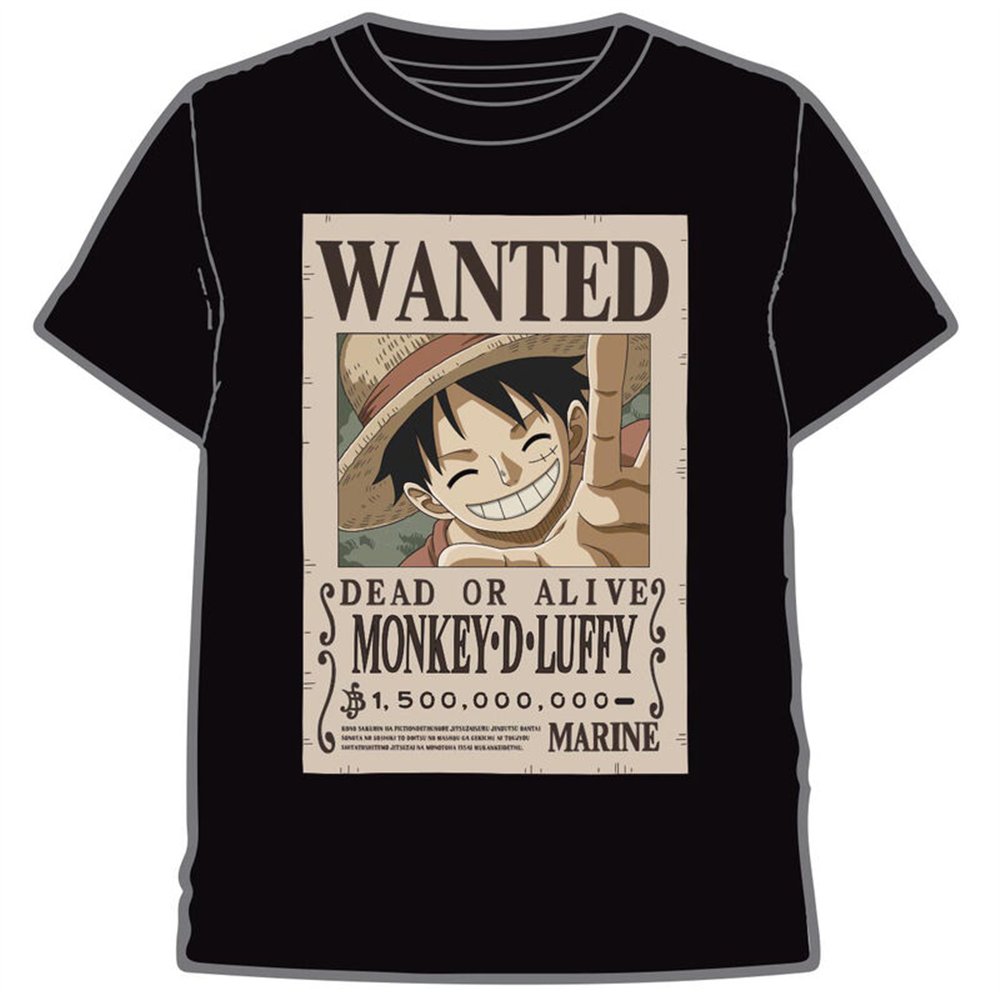 camiseta wanted luffy one piece adulto