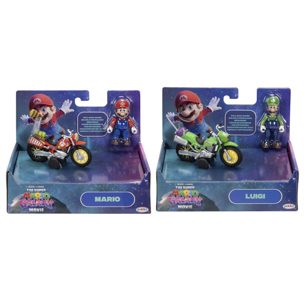 figura + vehiculo mario & luigi super mario galaxy movie super mario bros surtido