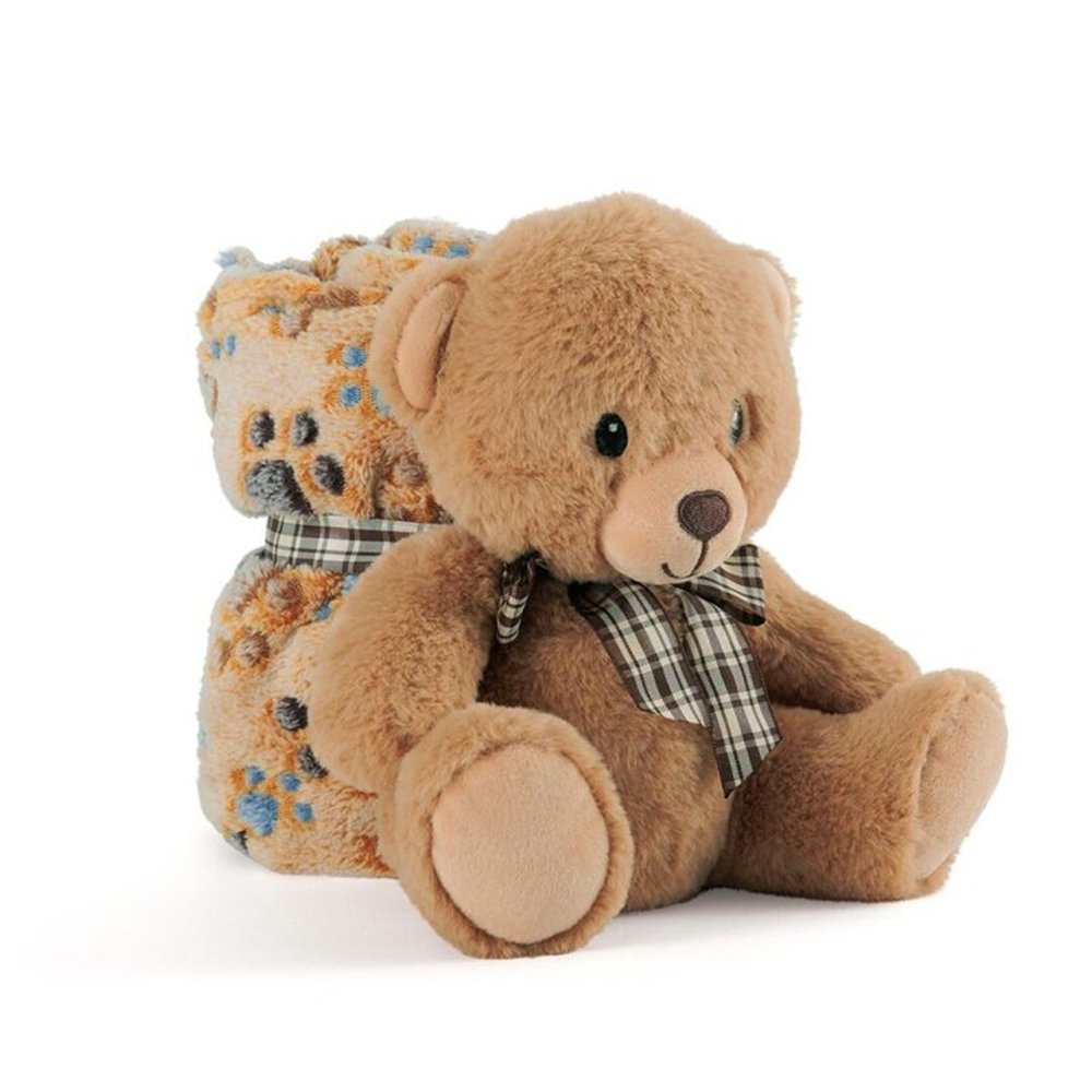peluche + manta suave oso teddy 22cm