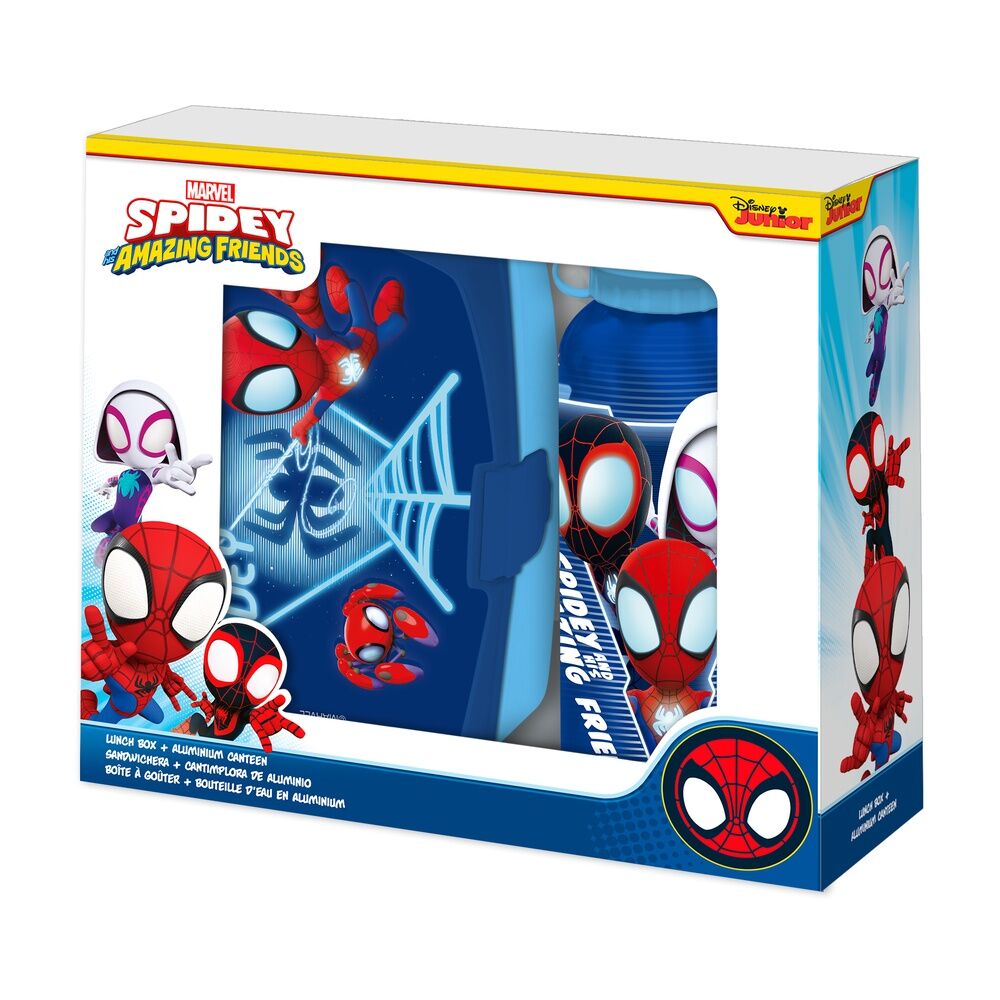 cantimplora aluminio + sandwichera spidey the amazing friends marvel 500ml