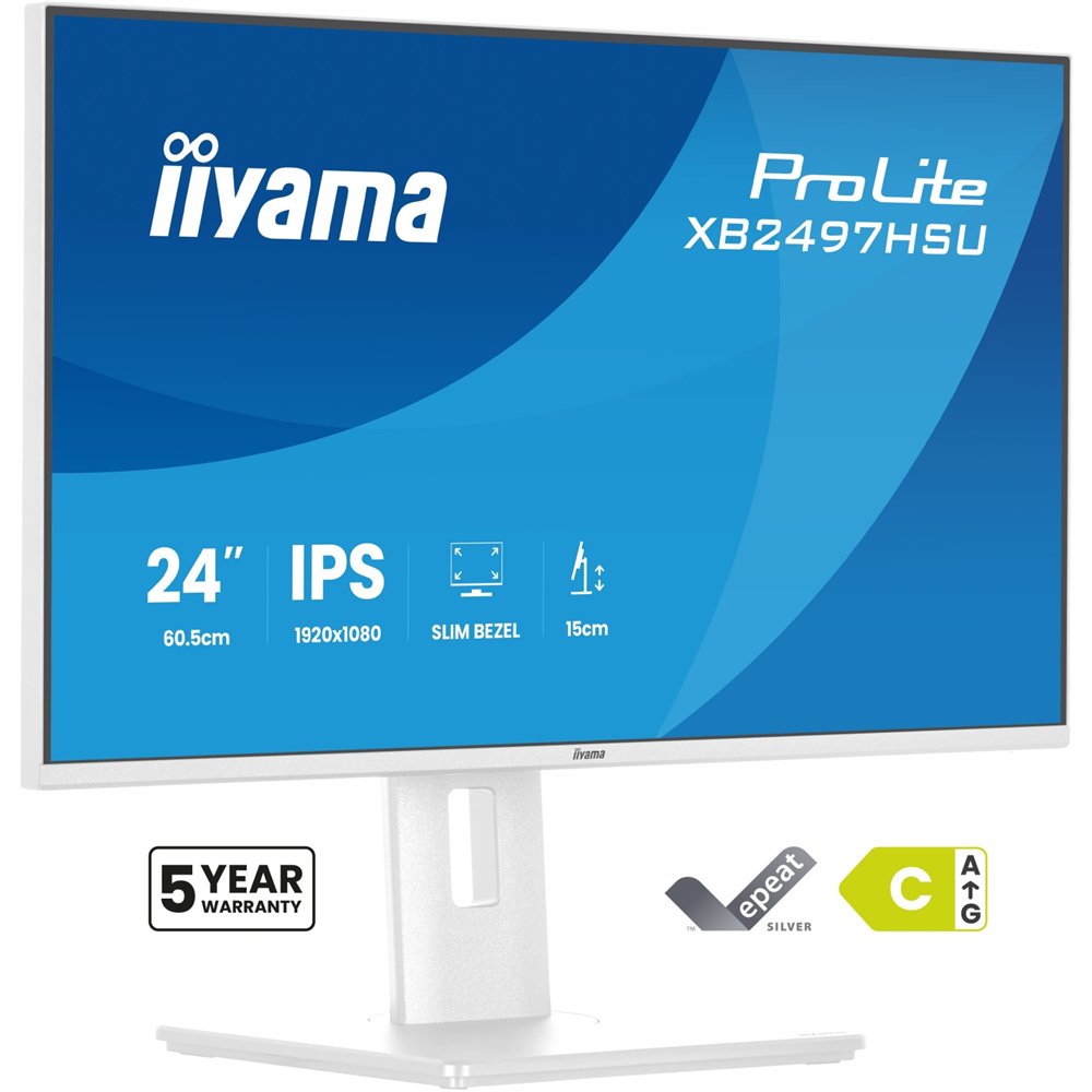 iiyama prolite xb2497hsu-w1 pantalla para pc 60,5 cm (23.8") 1920 x 1080 pixeles full hd led blanco