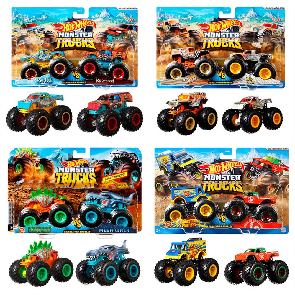 blister 2 coches demolicion monster trucks hot wheels surtido
