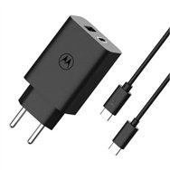 cargador de pared motorola turbopower quick charge 3.0 usb-c/usb-a pd 50w  black + cable usb-c 1m