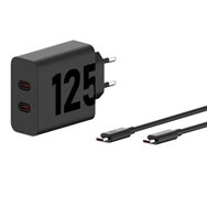cargador de pared motorola turbopower gan x2 usb-c 125w 20v/6.25a black + cable usb-c 1m