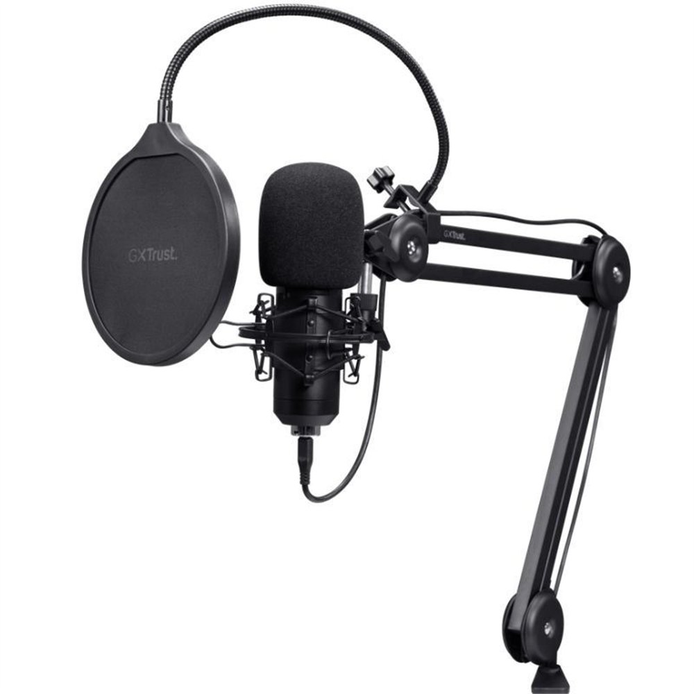 microfono trust gxt 270 emita ii+ usb filtro streaming brazo ajustable black