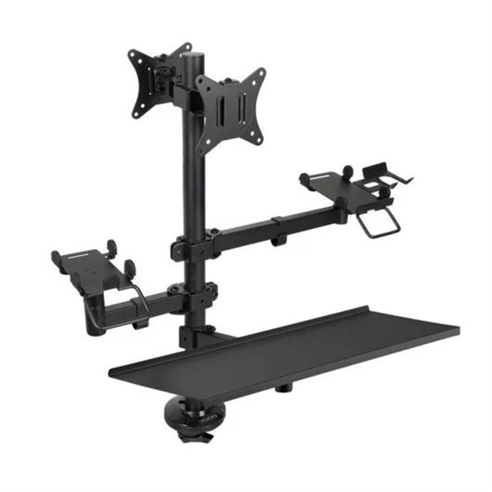 soporte de mesa tooq monitor + impresora + terminal + bandeja teclado 17-32 2 brazos black